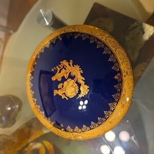 Limoges Blue and Gold Ceramics Decorative Plate